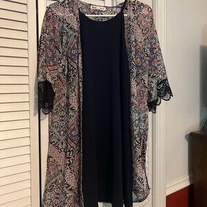 Two piece dress set in Navy Blue